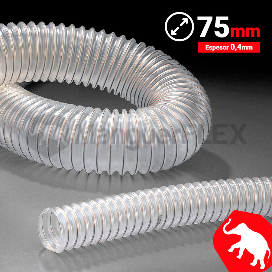 Tubo flexible de aspiración 75 mm de diámetro de Poliuretano por metros